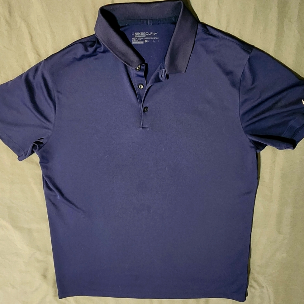 Nike Dri Fit Men's Short Sleeve  Blue Golf Polo Size Large